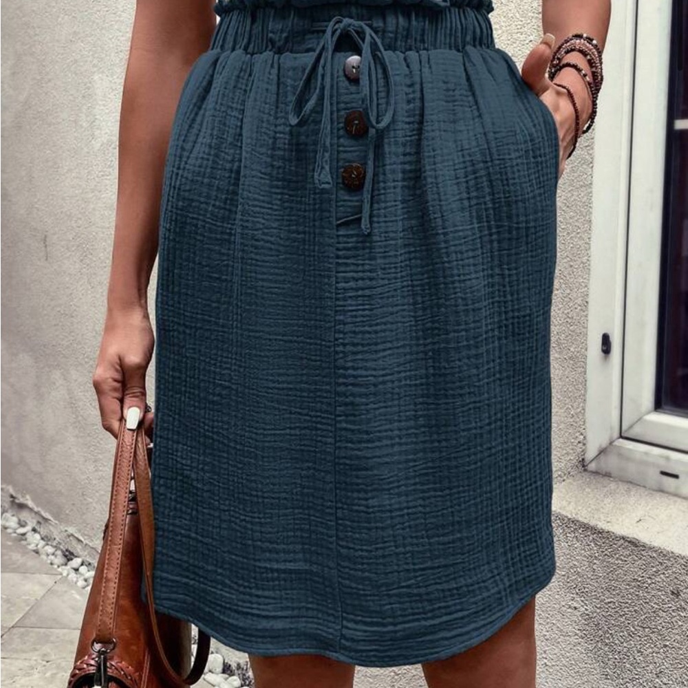 Emory Rose/Shien Blue Women's knee length Drawstring Skirt